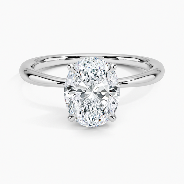 Freesia Solitaire 2mm Engagement Ring [Setting Only] - EC115 With 1.1 Carat Oval Shape Lab Diamond