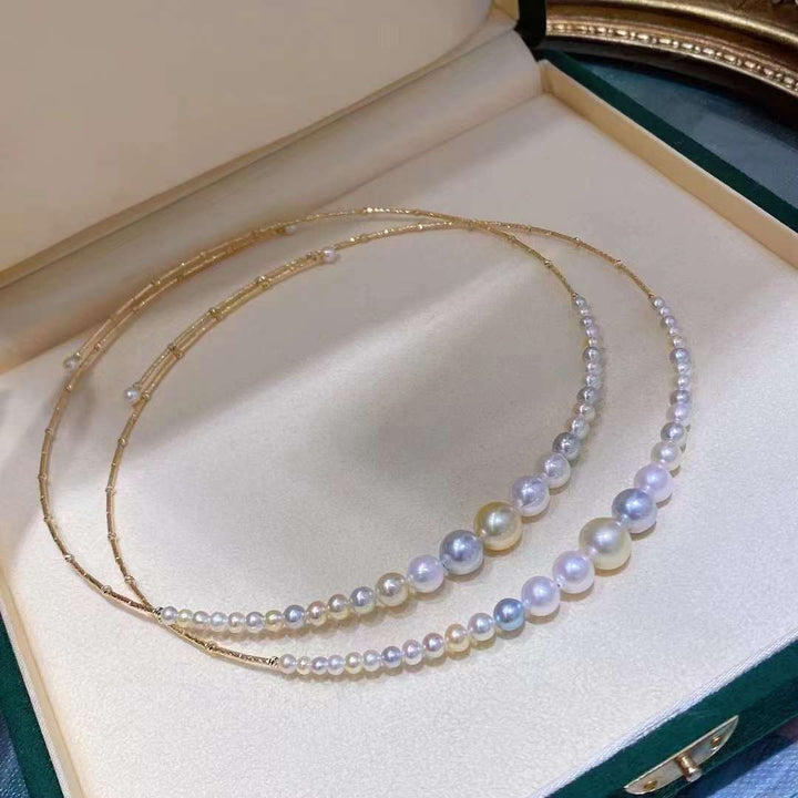18K Gold Akoya Pearl with South Sea Pearls Necklaces - TS009 - Roselle Jewelry