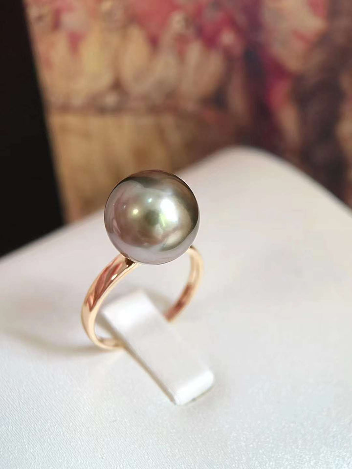 18K Gold 11-12mm Tahitian Pearl Ring - TS022 - Roselle Jewelry