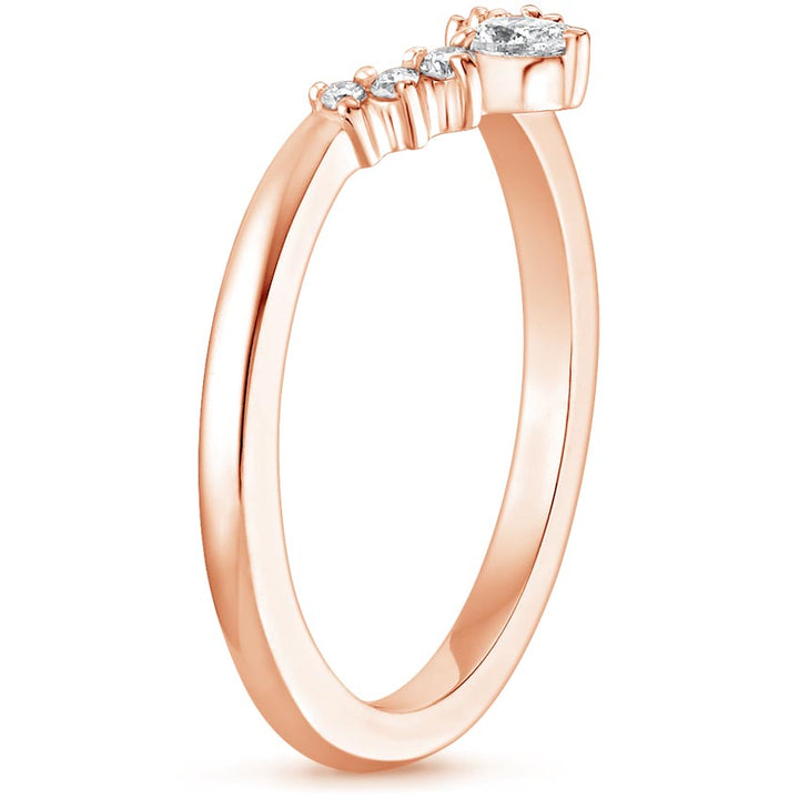 0.10CTW Lunette Diamond V Shape Wedding Band Ring - LR32 - Roselle Jewelry