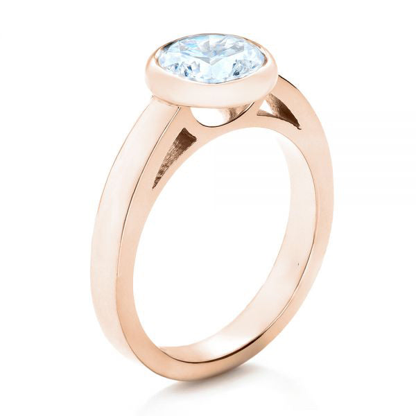 Custom Bezel Set Solitaire Diamond Engagement Ring [Setting Only] - EC075 - Roselle Jewelry