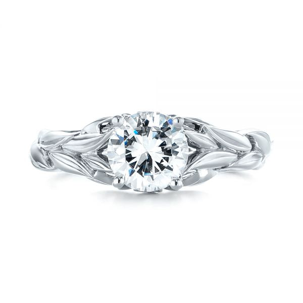 Floral Solitaire Diamond Engagement Ring [Setting Only] - EC042 - Roselle Jewelry