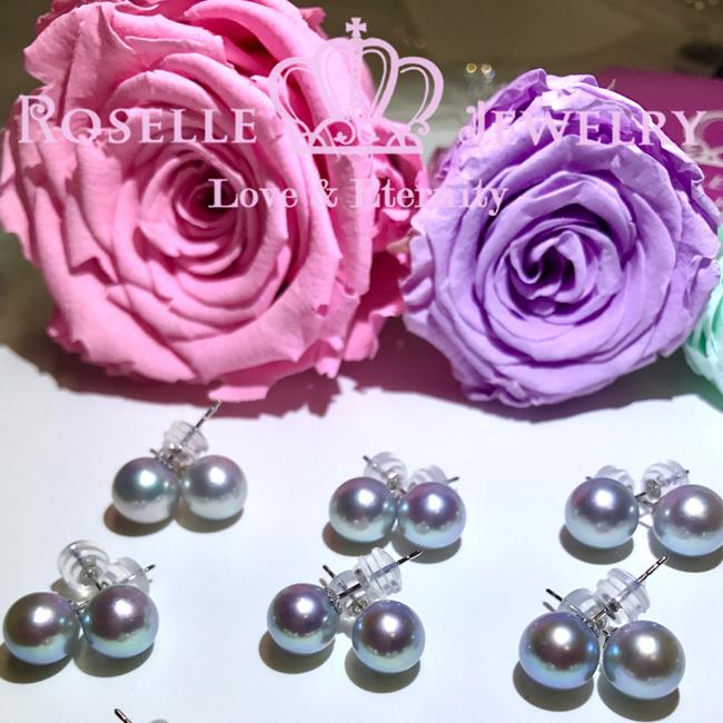 Tsukihana™ Akoya Pearl Stud 18K White Gold Earrings - AKE1 - Roselle Jewelry