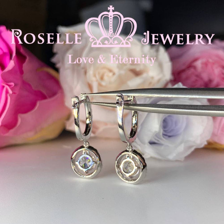 Halo Brilliant Cut Drop Earrings - DE16 - Roselle Jewelry