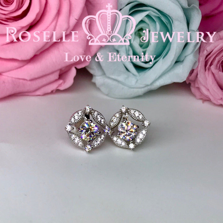 Detachable Floral Halo Stud Earrings - RR6 - Roselle Jewelry