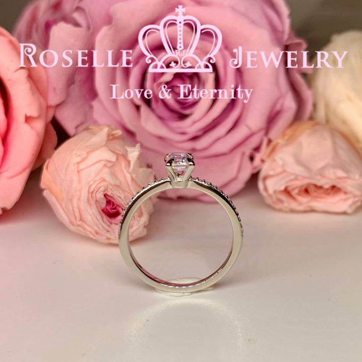 Emerald Cut Side Stone Engagement Ring - TE2 - Roselle Jewelry