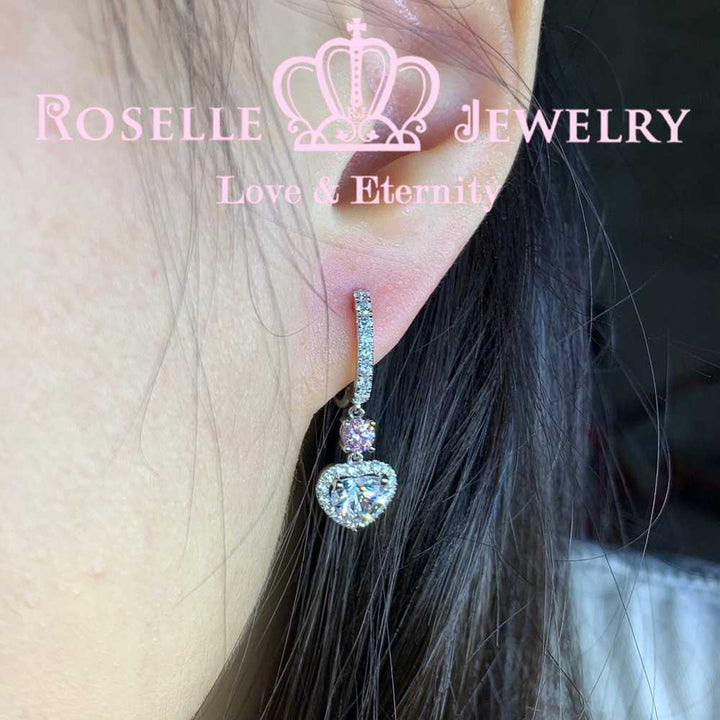 Sparkling Cluster Heart Shape Drop Earrings - DE17 - Roselle Jewelry