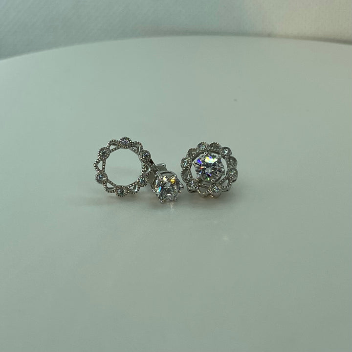 Detachable Halo Stud Earrings - RR7 - Roselle Jewelry