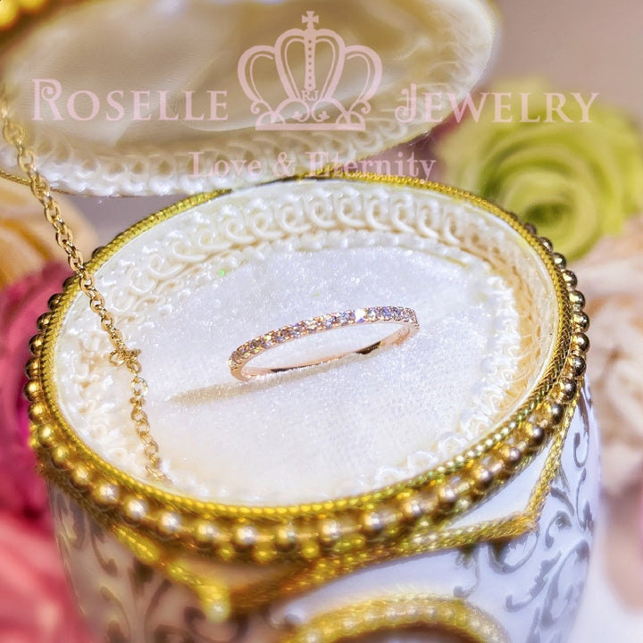 Stackable Micro Pave Half Eternity Diamond Band Ring - LR5 - Roselle Jewelry