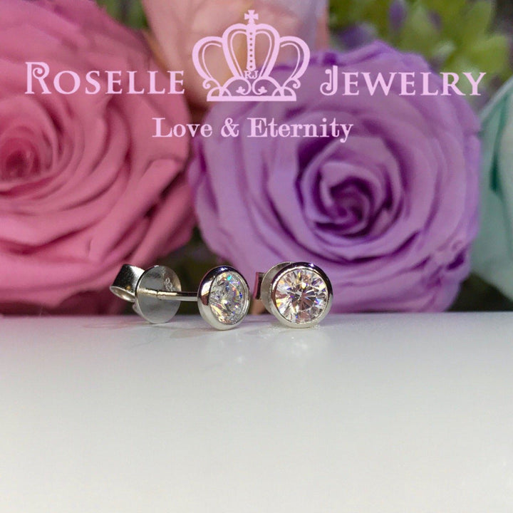 Bezel Stud Earrings - EB1 - Roselle Jewelry