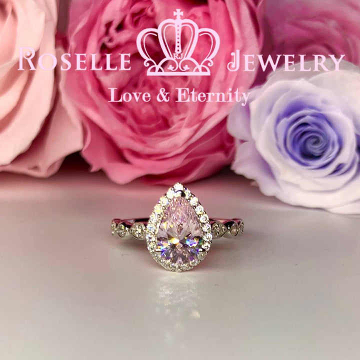 Pear Cut Halo Engagement Ring - VP6 - Roselle Jewelry