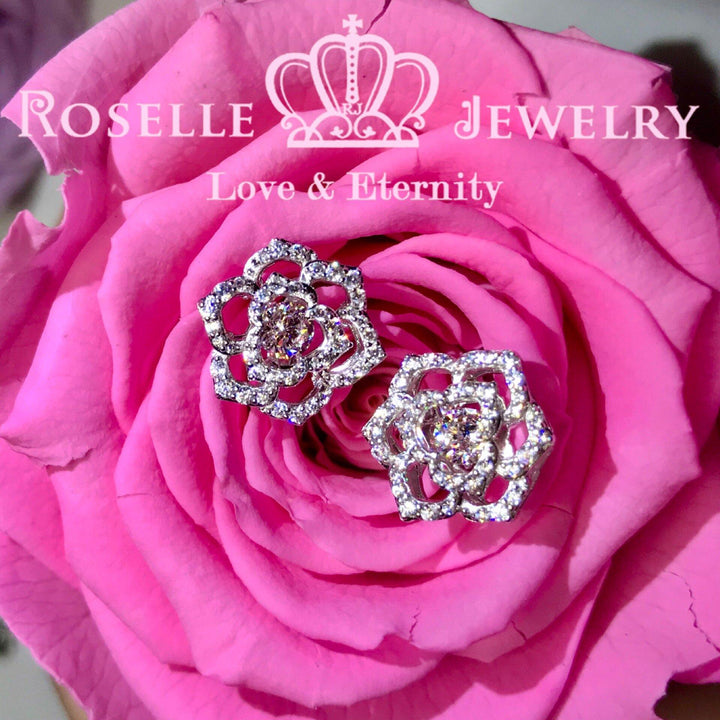Rose Type Dancing Stone Stud Earrings - ED3 - Roselle Jewelry