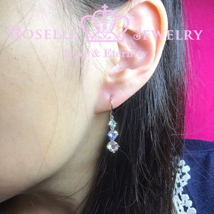 Three Stone Drop Earrings - RE1 - Roselle Jewelry