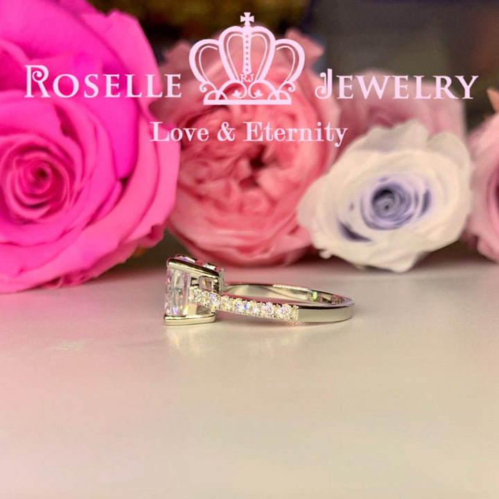 Radiant Cut Side Stone Engagement Ring - TR1 - Roselle Jewelry