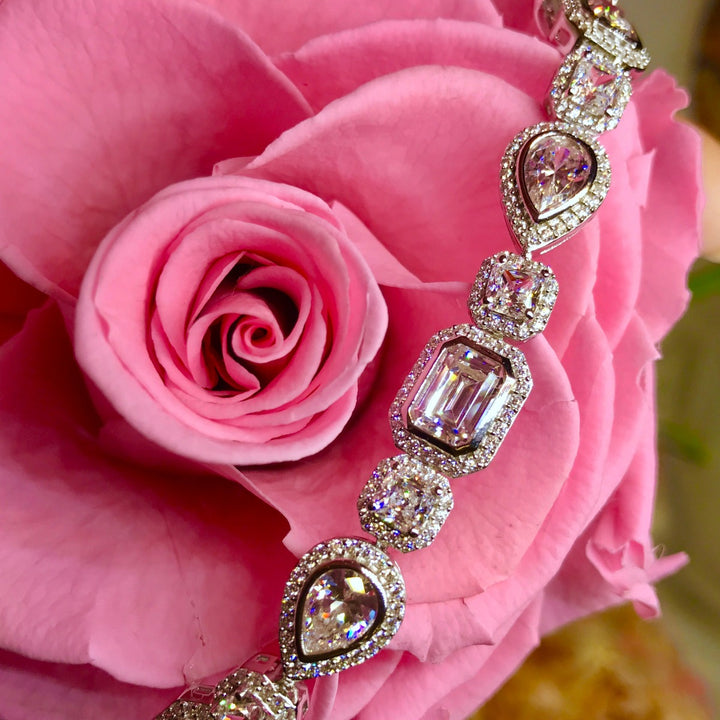 Emerald Cut, Pear Cut & Princess Cut Grand Bracelet -BP1 - Roselle Jewelry