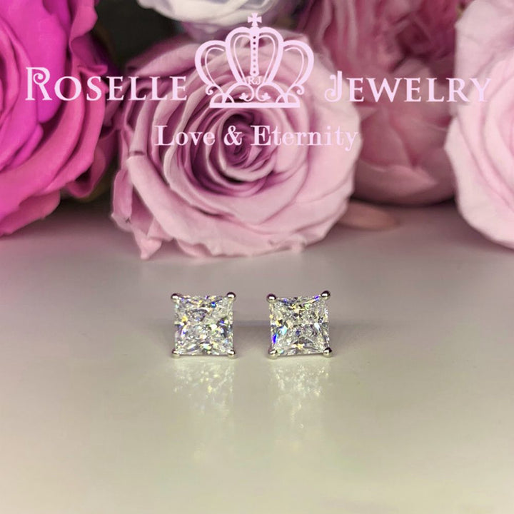Princess Cut Detachable Stud Earrings - ES2 - Roselle Jewelry