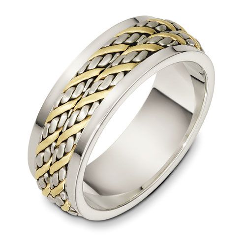 Men's Rope Two-Tone Band Rings - NM22 - Roselle Jewelry