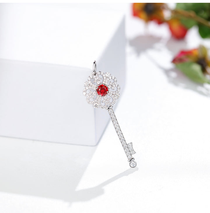 Ruby With Key Diamond Pendant [pre order] - SN004 - Roselle Jewelry