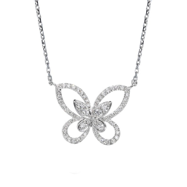 Cutout Butterfly Mini Diamond Necklace [pre order] - SN001 - Roselle Jewelry