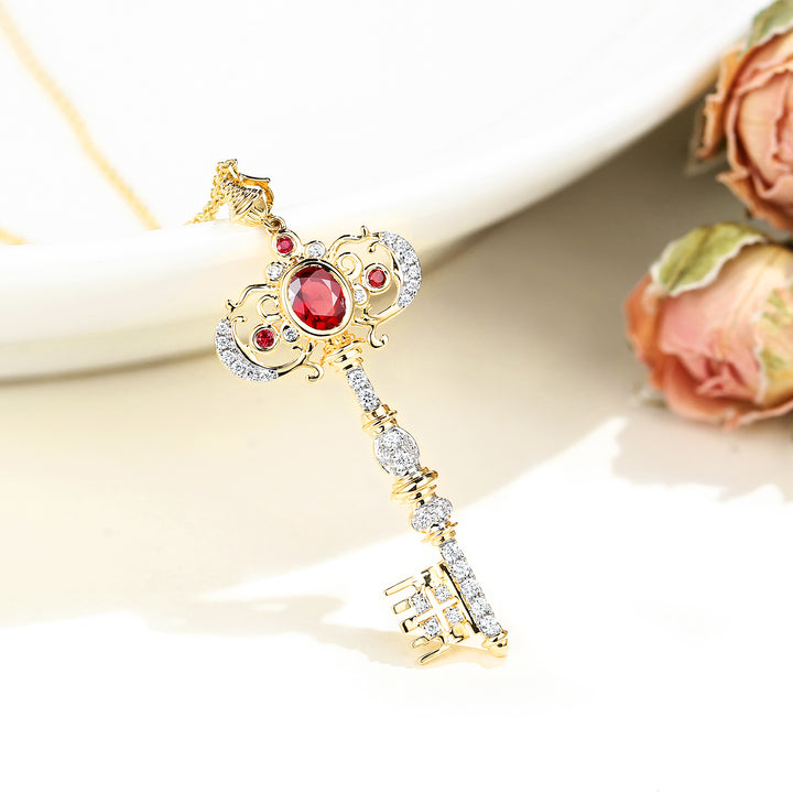 Ruby With Key Diamond Pendant [pre order] - SN005 - Roselle Jewelry