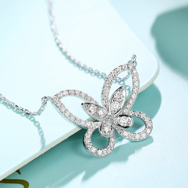 Cutout Butterfly Mini Diamond Necklace [pre order] - SN001 - Roselle Jewelry