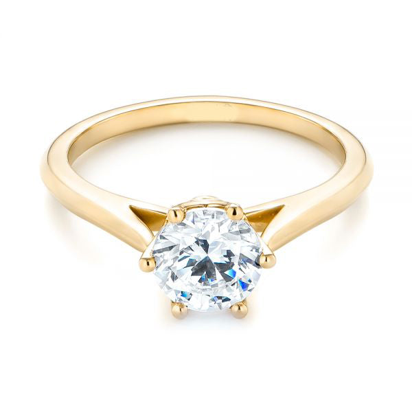 Six Prong Center Crown Solitaire Diamond Engagement Ring [Setting Only] - EC039 - Roselle Jewelry
