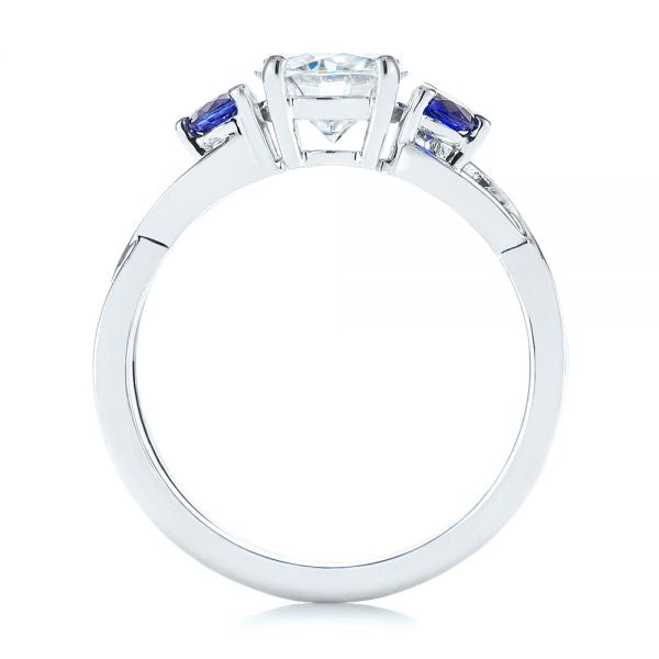 Three Stone Blue Sapphire Engagement Ring [Setting Only] - EC057 - Roselle Jewelry