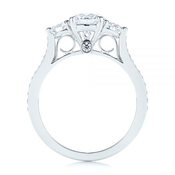 Three Stone Filigree Peekaboo Diamond Side Stone Engagement Ring [Setting Only] - EC054 - Roselle Jewelry