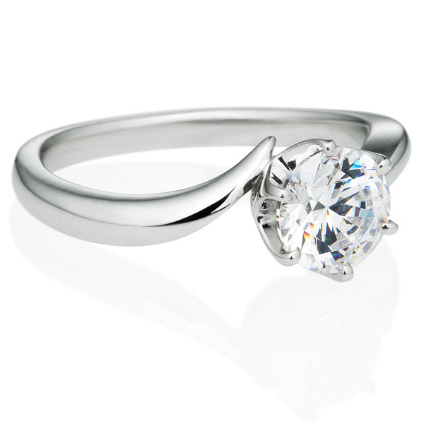 Six Prong Twist Round Brilliant Engagement Ring [Setting Only] - EC011 - Roselle Jewelry
