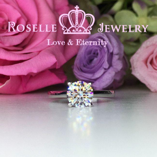 Four Prong Little Side Stone Engagement Ring - E29 - Roselle Jewelry