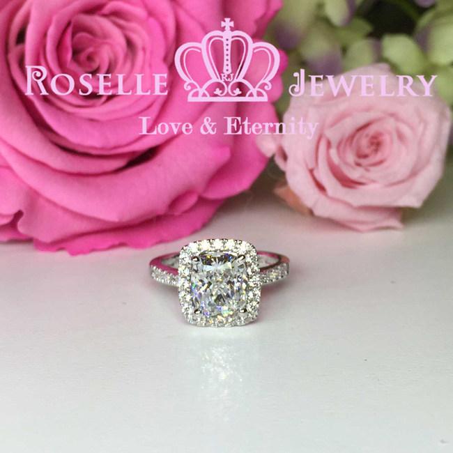 Cushion Cut Halo Engagement Ring - WY1PY1FY1 - Roselle Jewelry