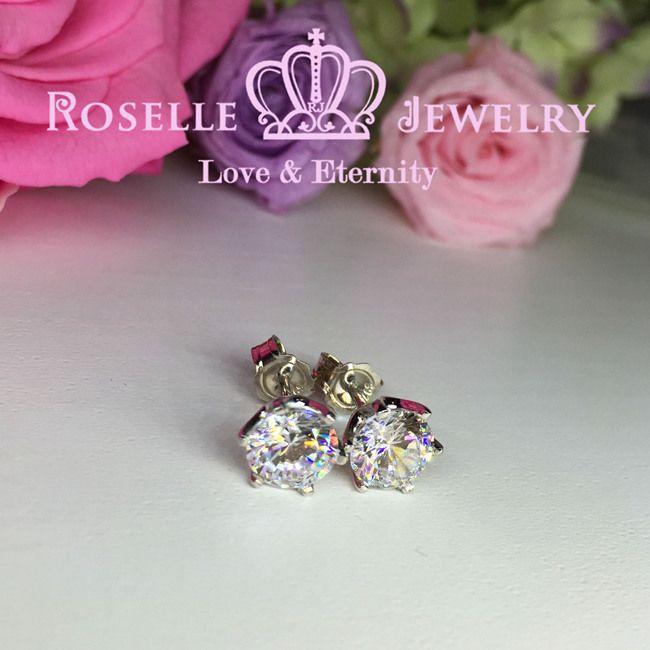 Six Prong Stud Earrings - H65 - Roselle Jewelry