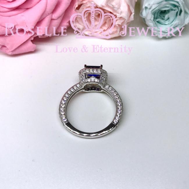 Princess Cut Lab Grown Sapphire Halo Engagement ring - SS1 - Roselle Jewelry