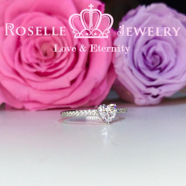 Heart Shape Side Stone Engagement Ring - HR2 - Roselle Jewelry