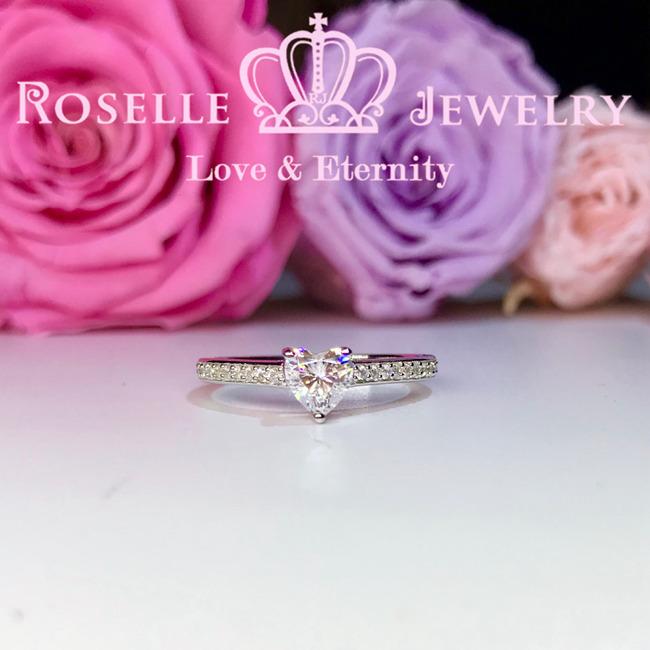 Heart Shape Side Stone Engagement Ring - HR2 - Roselle Jewelry