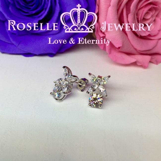 馬眼石襯單石吊款耳環-EM2 - Roselle Jewelry