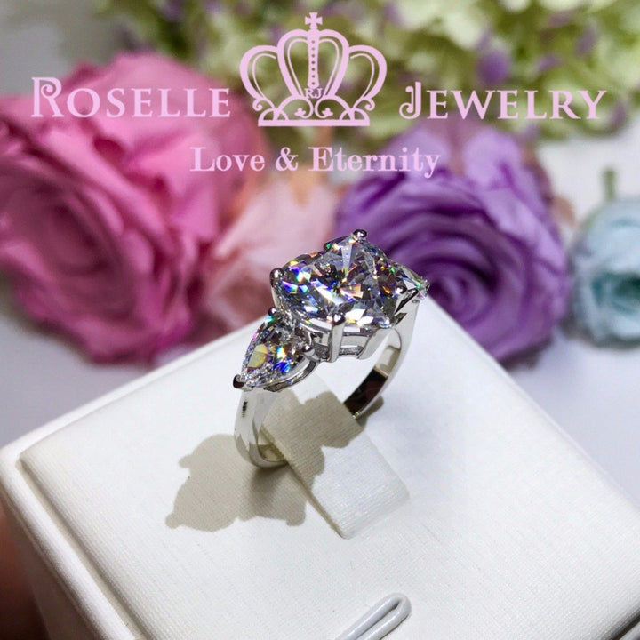 Heart Shape Three Stone Engagement Rings - T19 - Roselle Jewelry