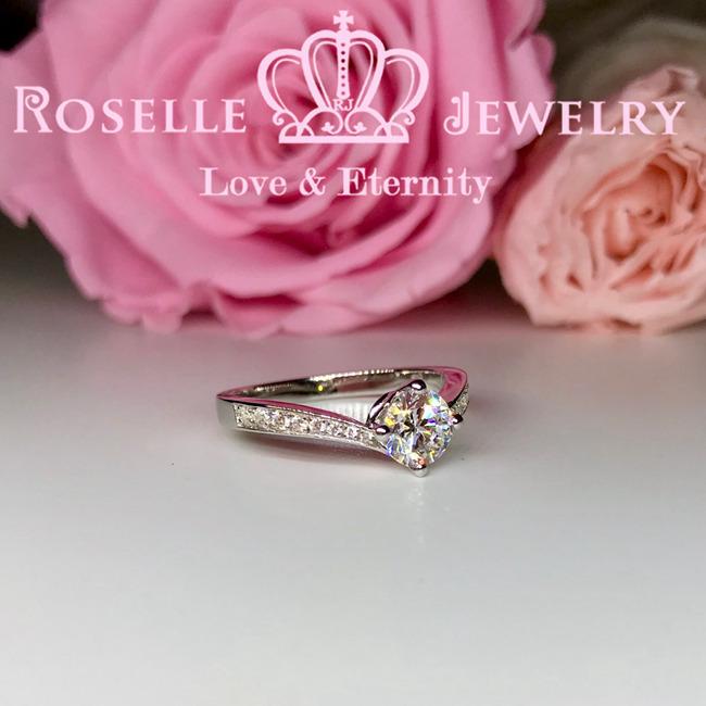 V Shape Side Stone Engagement Ring - T21 - Roselle Jewelry
