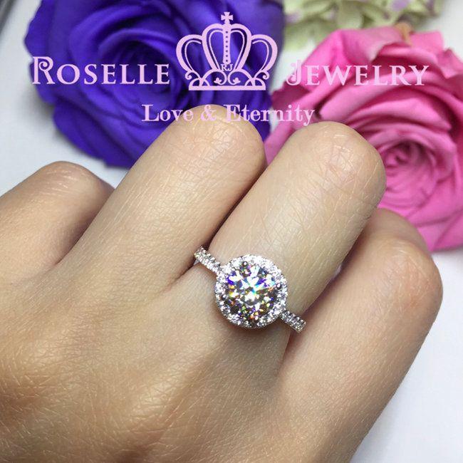 Halo Engagement Ring - V12 - Roselle Jewelry