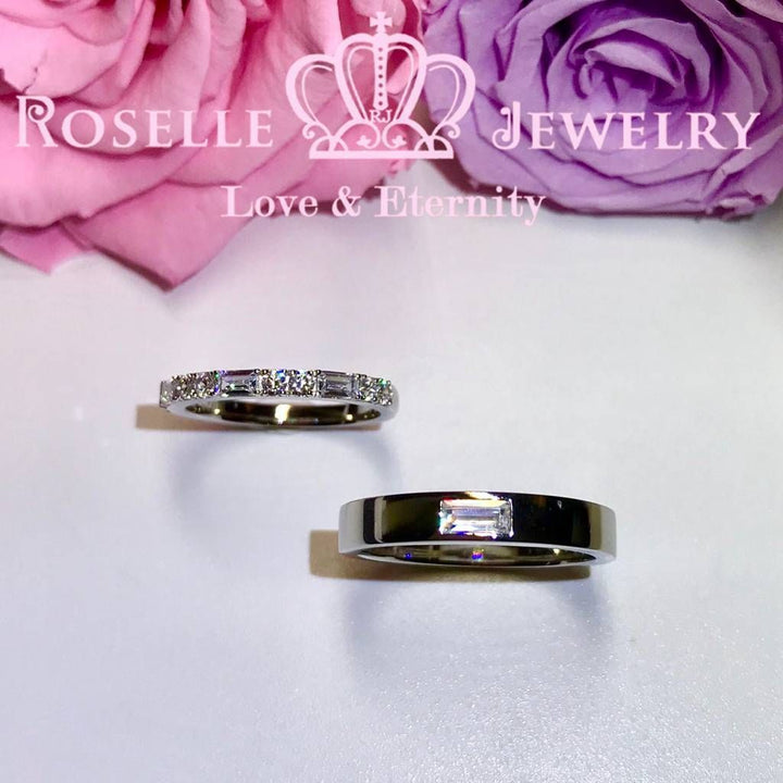 Emerald Cut Couple Ring - WM3 - Roselle Jewelry