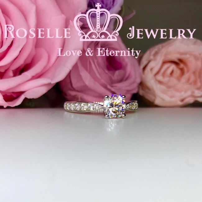 Four Prong Side Stone Engagement Ring - T22 - Roselle Jewelry