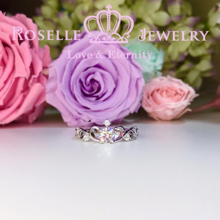 Crown Side Stone Engagement Ring - TN1 - Roselle Jewelry
