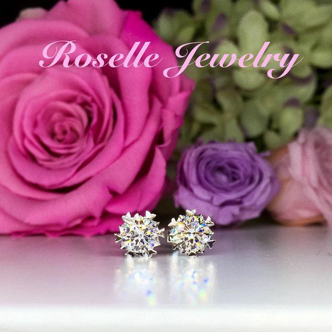 Heart Shape Prong Stud Earrings - ER4 - Roselle Jewelry