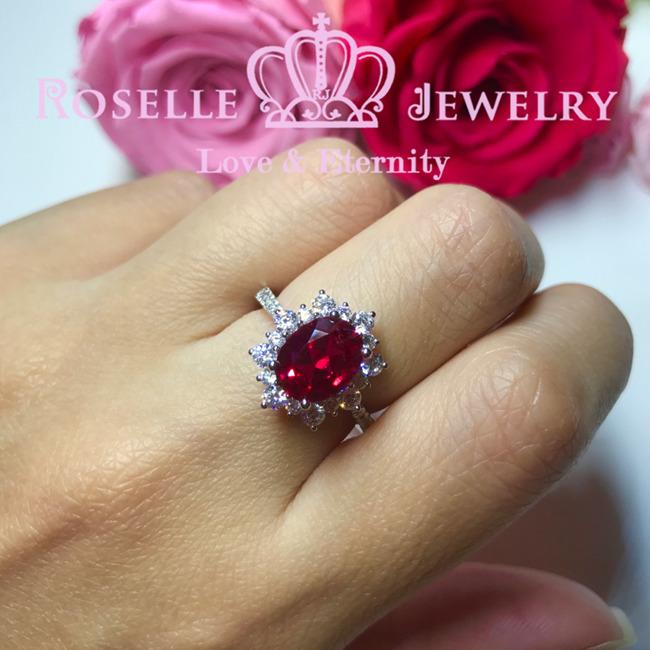 Lab Grown Ruby Oval Halo Engagement Rings - OR1 - Roselle Jewelry