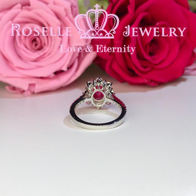 Lab Grown Ruby Oval Halo Engagement Rings - OR1 - Roselle Jewelry