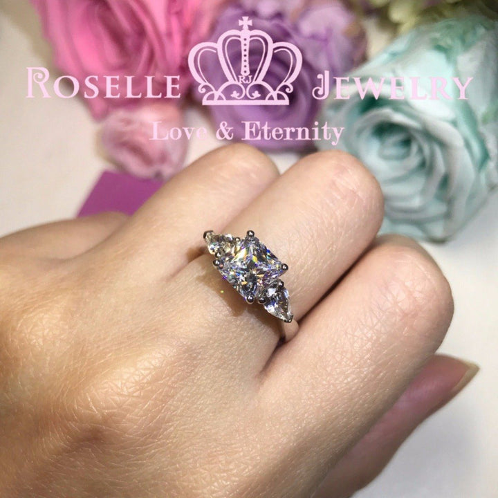Princess Cut Three Stone Engagement Rings - T18 - Roselle Jewelry