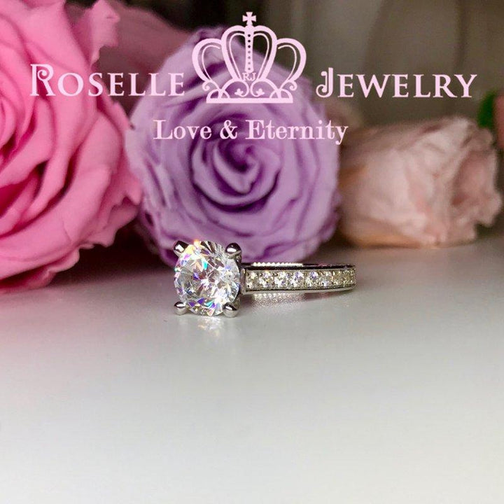 Four Prong Side Stone Engagement Rings - T9 - Roselle Jewelry
