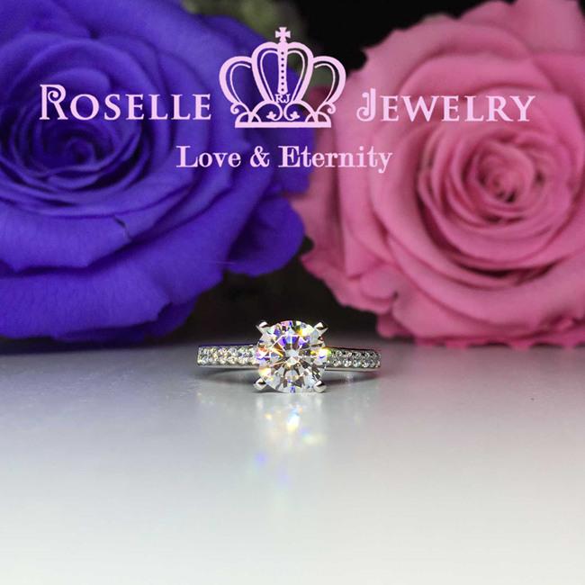 Four Prong Side Stone Engagement Ring - T5 - Roselle Jewelry
